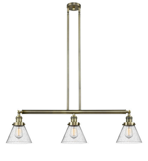 Cone - 3 Light - 40 inch - Antique Brass - Stem Hung - Adjustable Island Light (3442|213-AB-G44)