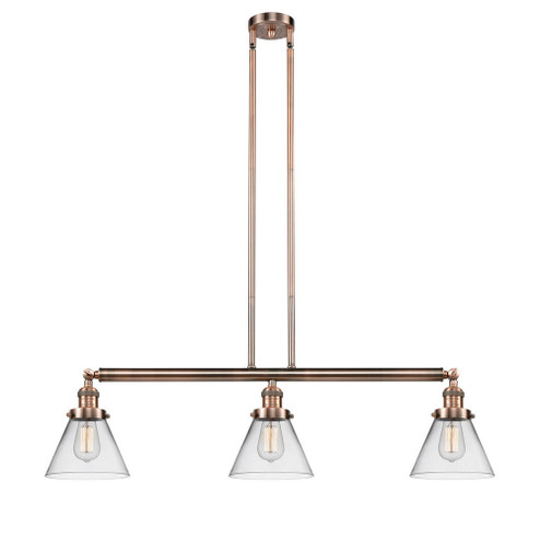 Cone - 3 Light - 40 inch - Antique Copper - Stem Hung - Adjustable Island Light (3442|213-AC-G42-LED)