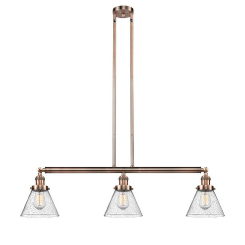 Cone - 3 Light - 40 inch - Antique Copper - Stem Hung - Adjustable Island Light (3442|213-AC-G44-LED)