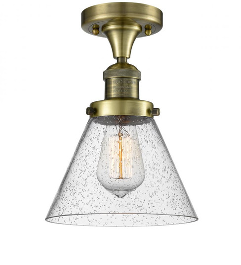Cone - 1 Light - 8 inch - Antique Brass - Semi-Flush Mount (3442|517-1CH-AB-G44-LED)