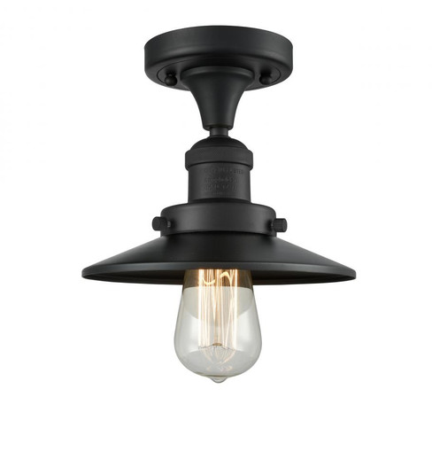 Railroad - 1 Light - 7 inch - Matte Black - Semi-Flush Mount (3442|517-1CH-BK-M6-LED)