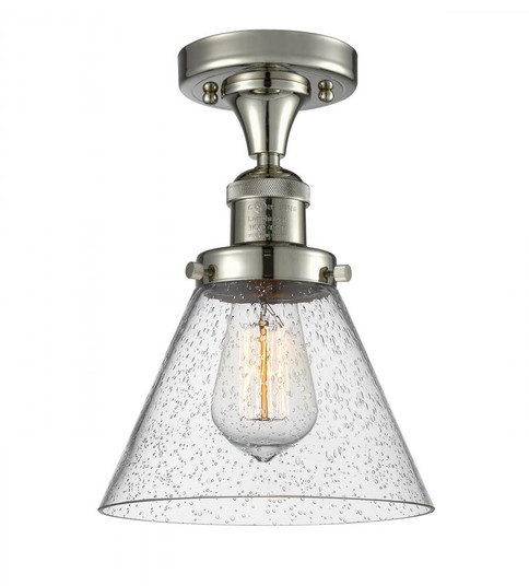 Cone - 1 Light - 8 inch - Polished Nickel - Semi-Flush Mount (3442|517-1CH-PN-G44-LED)