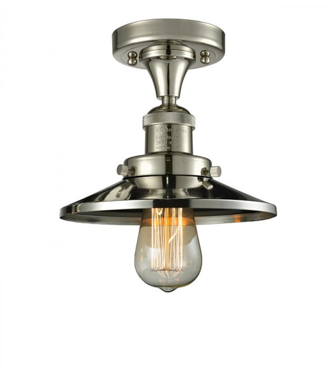 Railroad - 1 Light - 7 inch - Polished Nickel - Semi-Flush Mount (3442|517-1CH-PN-M1-LED)