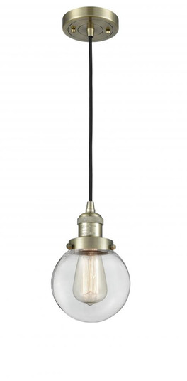 Beacon - 1 Light - 6 inch - Antique Brass - Cord hung - Mini Pendant (3442|201C-AB-G202-6)