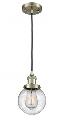 Beacon - 1 Light - 6 inch - Antique Brass - Cord hung - Mini Pendant (3442|201C-AB-G204-6-LED)