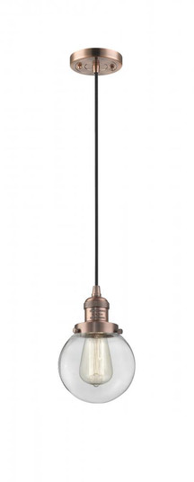 Beacon - 1 Light - 6 inch - Antique Copper - Cord hung - Mini Pendant (3442|201C-AC-G202-6)