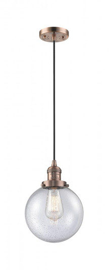 Beacon - 1 Light - 8 inch - Antique Copper - Cord hung - Mini Pendant (3442|201C-AC-G204-8-LED)