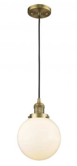 Beacon - 1 Light - 8 inch - Brushed Brass - Cord hung - Mini Pendant (3442|201C-BB-G201-8-LED)