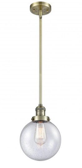 Beacon - 1 Light - 8 inch - Antique Brass - Stem Hung - Mini Pendant (3442|201S-AB-G204-8-LED)