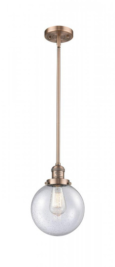Beacon - 1 Light - 8 inch - Antique Copper - Stem Hung - Mini Pendant (3442|201S-AC-G204-8-LED)