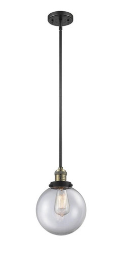 Beacon - 1 Light - 8 inch - Black Antique Brass - Stem Hung - Mini Pendant (3442|201S-BAB-G202-8-LED)