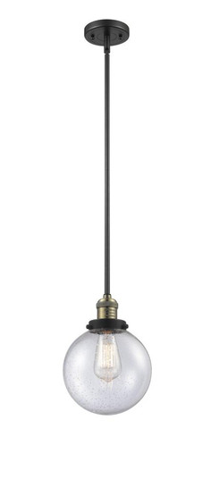 Beacon - 1 Light - 8 inch - Black Antique Brass - Stem Hung - Mini Pendant (3442|201S-BAB-G204-8-LED)