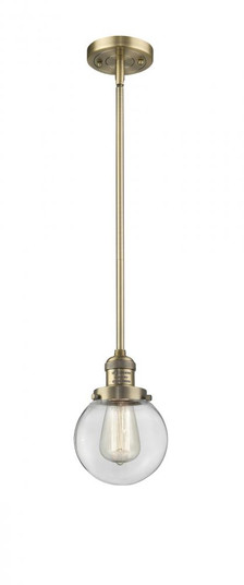 Beacon - 1 Light - 6 inch - Brushed Brass - Stem Hung - Mini Pendant (3442|201S-BB-G202-6-LED)