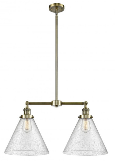 Cone - 2 Light - 21 inch - Antique Brass - Stem Hung - Adjustable Island Light (3442|209-AB-G44-L-LED)