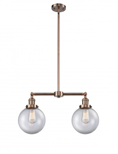 Beacon - 2 Light - 25 inch - Antique Copper - Stem Hung - Adjustable Island Light (3442|209-AC-G202-8-LED)