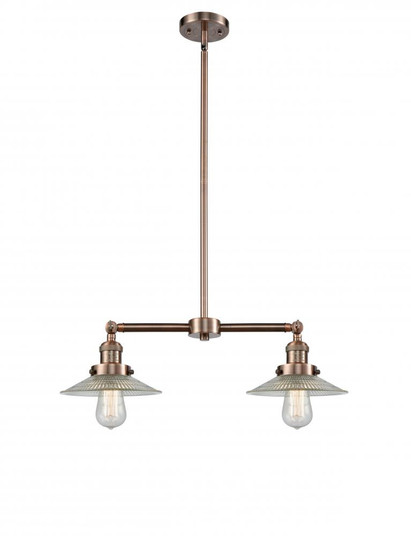 Halophane - 2 Light - 21 inch - Antique Copper - Stem Hung - Adjustable Island Light (3442|209-AC-G2-LED)
