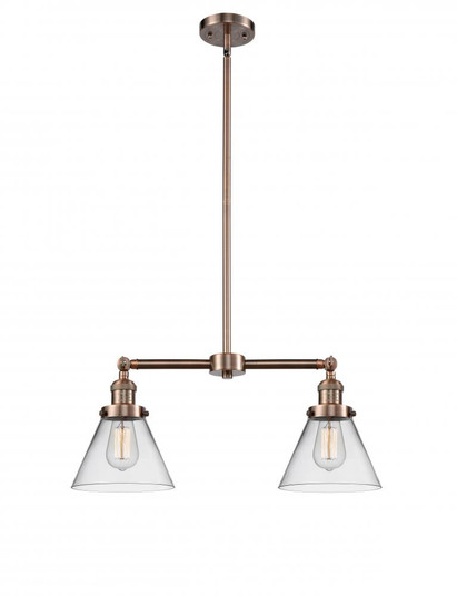 Cone - 2 Light - 21 inch - Antique Copper - Stem Hung - Adjustable Island Light (3442|209-AC-G42)