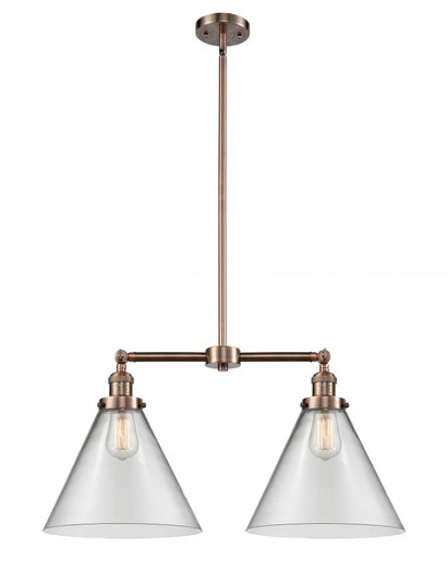 Cone - 2 Light - 21 inch - Antique Copper - Stem Hung - Adjustable Island Light (3442|209-AC-G42-L-LED)