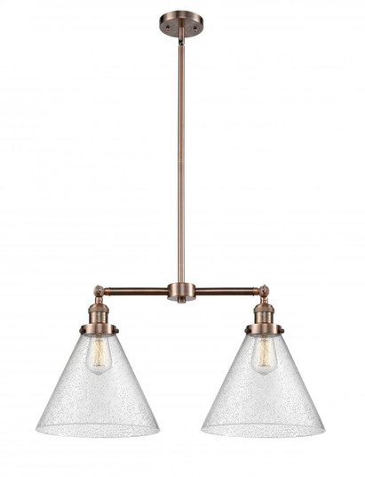 Cone - 2 Light - 21 inch - Antique Copper - Stem Hung - Adjustable Island Light (3442|209-AC-G44-L)
