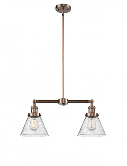 Cone - 2 Light - 21 inch - Antique Copper - Stem Hung - Adjustable Island Light (3442|209-AC-G44-LED)