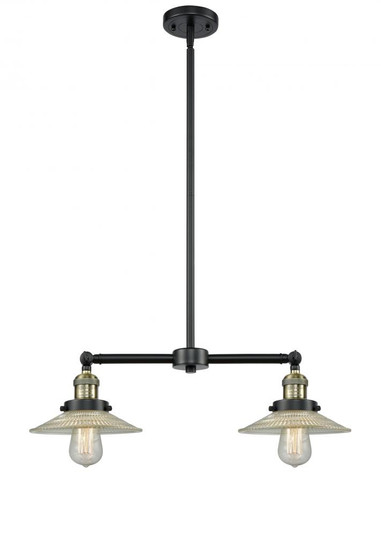 Halophane - 2 Light - 21 inch - Black Antique Brass - Stem Hung - Adjustable Island Light (3442|209-BAB-G2-LED)