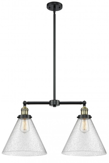 Cone - 2 Light - 21 inch - Black Antique Brass - Stem Hung - Adjustable Island Light (3442|209-BAB-G44-L)