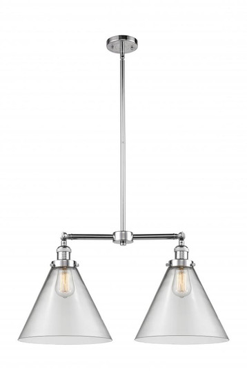 Cone - 2 Light - 21 inch - Polished Chrome - Stem Hung - Adjustable Island Light (3442|209-PC-G42-L-LED)