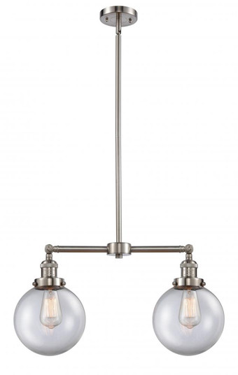Beacon - 2 Light - 25 inch - Brushed Satin Nickel - Stem Hung - Adjustable Island Light (3442|209-SN-G202-8-LED)