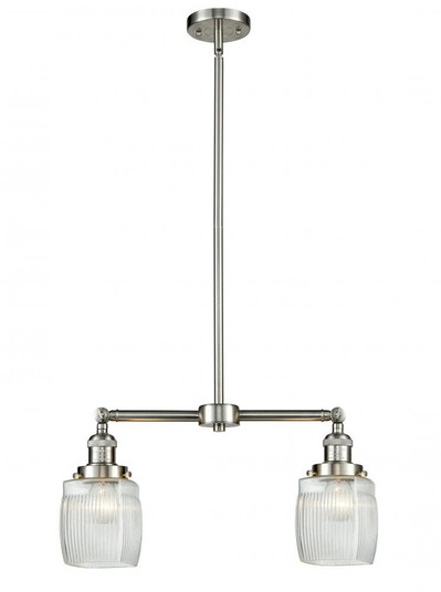 Colton - 2 Light - 22 inch - Brushed Satin Nickel - Stem Hung - Adjustable Island Light (3442|209-SN-G302-LED)