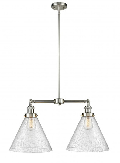 Cone - 2 Light - 21 inch - Brushed Satin Nickel - Stem Hung - Adjustable Island Light (3442|209-SN-G44-L)