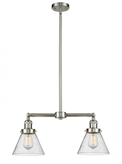 Cone - 2 Light - 21 inch - Brushed Satin Nickel - Stem Hung - Adjustable Island Light (3442|209-SN-G44-LED)