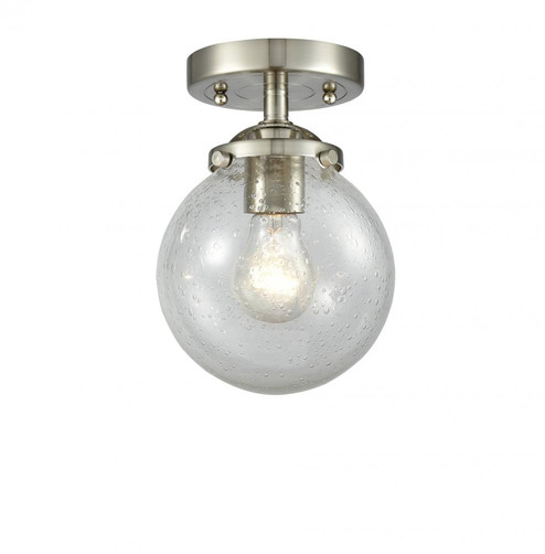 Beacon - 1 Light - 6 inch - Brushed Satin Nickel - Semi-Flush Mount (3442|284-1C-SN-G204-6-LED)