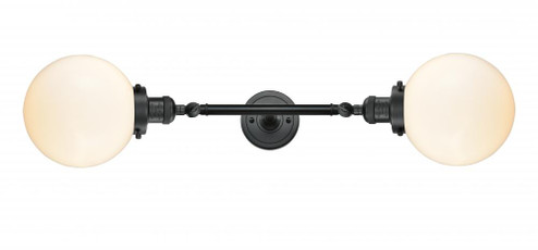 Beacon - 2 Light - 8 inch - Matte Black - Adjustable Bath Vanity Light (3442|208L-BK-G201-8-LED)