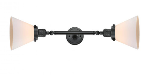 Cone - 2 Light - 8 inch - Matte Black - Adjustable Bath Vanity Light (3442|208L-BK-G41-LED)