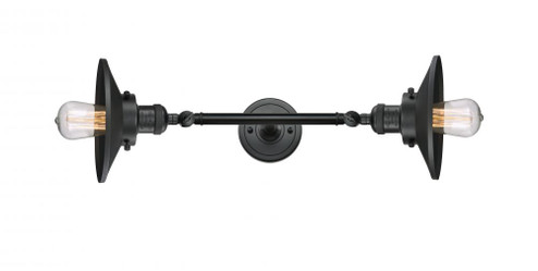 Railroad - 2 Light - 8 inch - Matte Black - Adjustable Bath Vanity Light (3442|208L-BK-M6-LED)