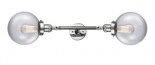 Beacon - 2 Light - 8 inch - Polished Chrome - Adjustable Bath Vanity Light (3442|208L-PC-G202-8-LED)