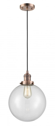 Beacon - 1 Light - 10 inch - Antique Copper - Cord hung - Mini Pendant (3442|201C-AC-G202-10-LED)