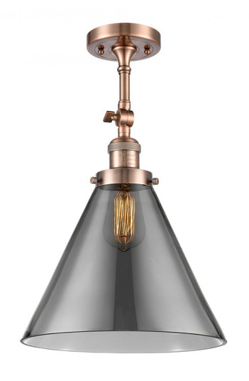 Cone - 1 Light - 12 inch - Antique Copper - Adjustable Semi-Flush Mount (3442|201F-AC-G43-L-LED)