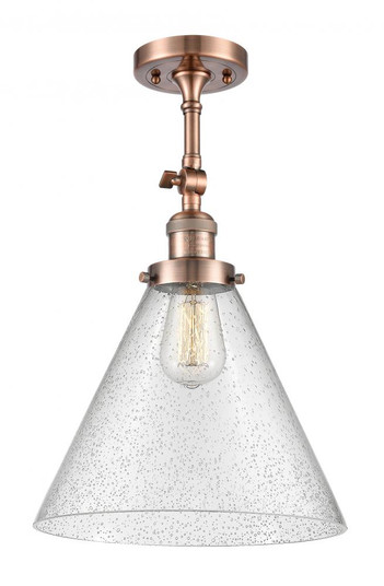 Cone - 1 Light - 12 inch - Antique Copper - Adjustable Semi-Flush Mount (3442|201F-AC-G44-L-LED)