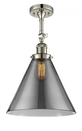 Cone - 1 Light - 12 inch - Polished Nickel - Adjustable Semi-Flush Mount (3442|201F-PN-G43-L-LED)