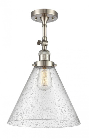 Cone - 1 Light - 12 inch - Brushed Satin Nickel - Adjustable Semi-Flush Mount (3442|201F-SN-G44-L-LED)