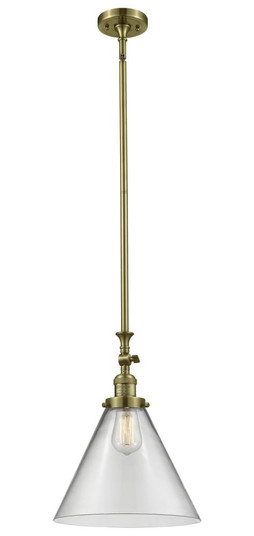 Cone - 1 Light - 12 inch - Antique Brass - Stem Hung - Adjustable Mini Pendant (3442|206-AB-G42-L)