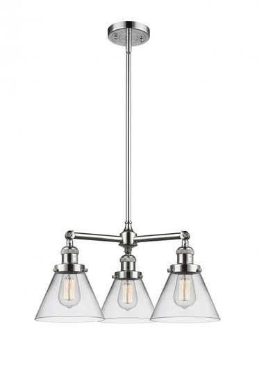 Cone - 3 Light - 22 inch - Polished Chrome - Stem Hung - Chandelier (3442|207-PC-G42)
