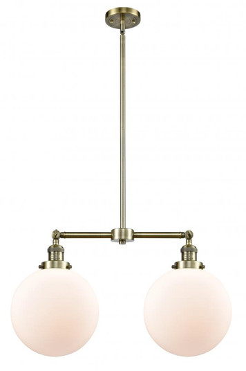 Beacon - 2 Light - 25 inch - Antique Brass - Stem Hung - Adjustable Island Light (3442|209-AB-G201-10-LED)