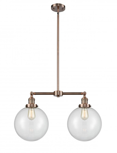 Beacon - 2 Light - 25 inch - Antique Copper - Stem Hung - Adjustable Island Light (3442|209-AC-G202-10-LED)