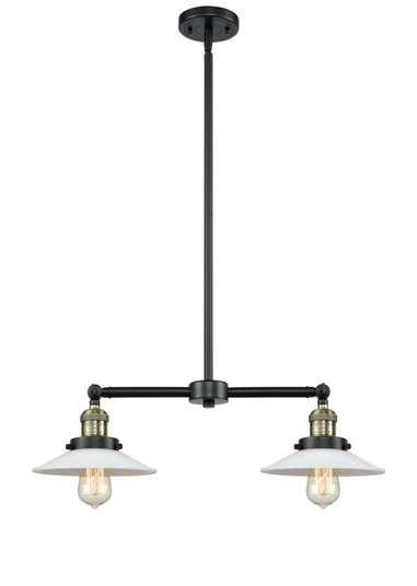 Halophane - 2 Light - 21 inch - Black Antique Brass - Stem Hung - Adjustable Island Light (3442|209-BAB-G1-LED)