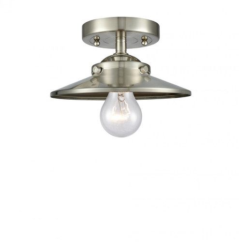 Railroad - 1 Light - 8 inch - Brushed Satin Nickel - Semi-Flush Mount (3442|284-1C-SN-M2-SN-LED)