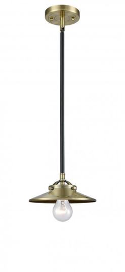 Railroad - 1 Light - 8 inch - Black Antique Brass - Stem hung - Mini Pendant (3442|284-1S-BAB-M4-AB)
