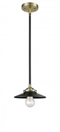 Railroad - 1 Light - 8 inch - Black Antique Brass - Stem hung - Mini Pendant (3442|284-1S-BAB-M6-BK)