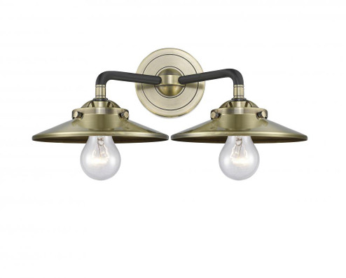 Railroad - 2 Light - 16 inch - Black Antique Brass - Bath Vanity Light (3442|284-2W-BAB-M4-AB-LED)